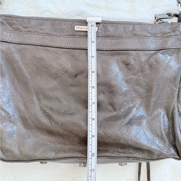 REBECCA MINKOFF Mac Daddy Crossbody Bag Grey Taupe Leather Chain Strap - Picture 10 of 14